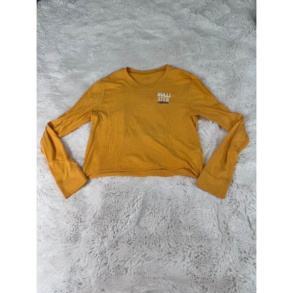 Hollister California Y2K Yellow Long Sleeve Crop Top XS Mustard Gold 💰